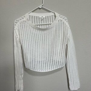 BP Sheer White Striped Blouse